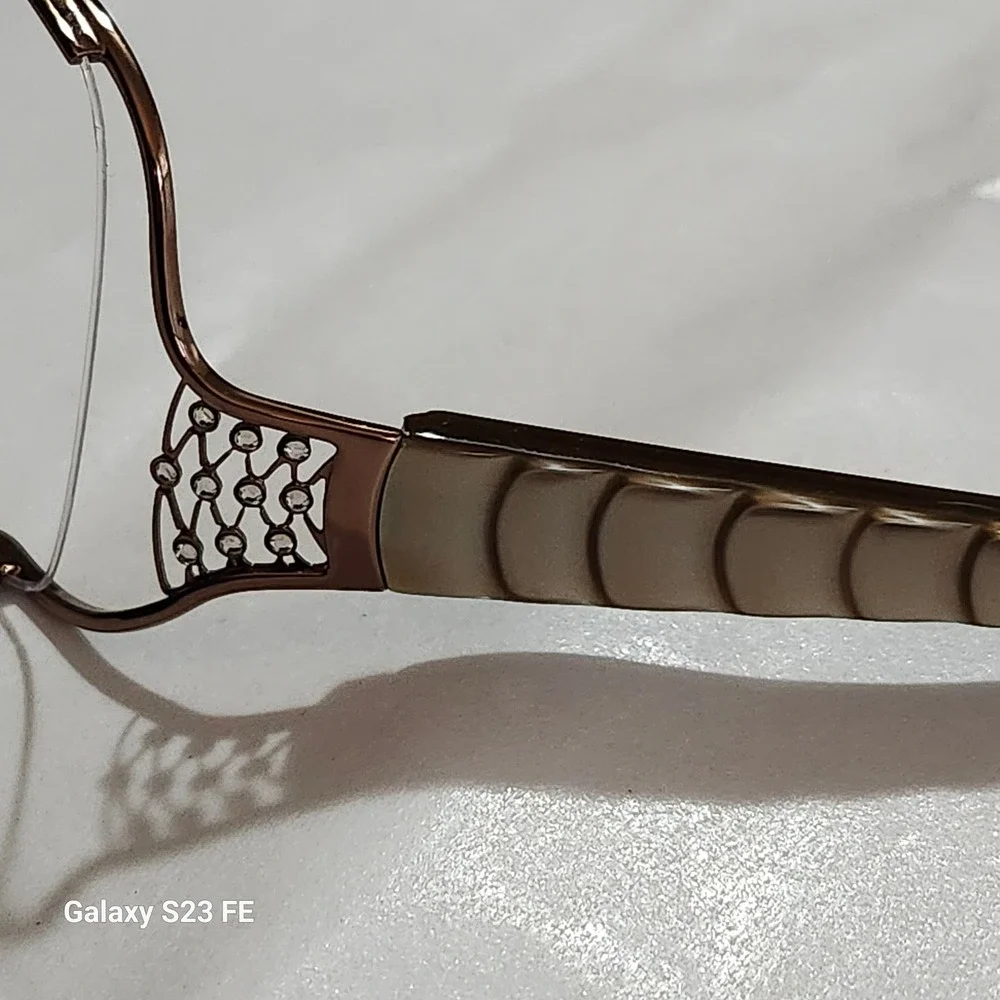 Saks Fifth Avenue Eyeglass Frames Women 57-17-130 Brown Metal Rectangle SAKS 57S